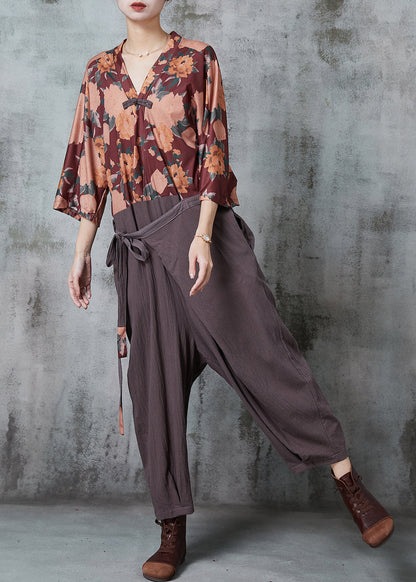 Oversized Patchwork Linen Jumpsuits Summer