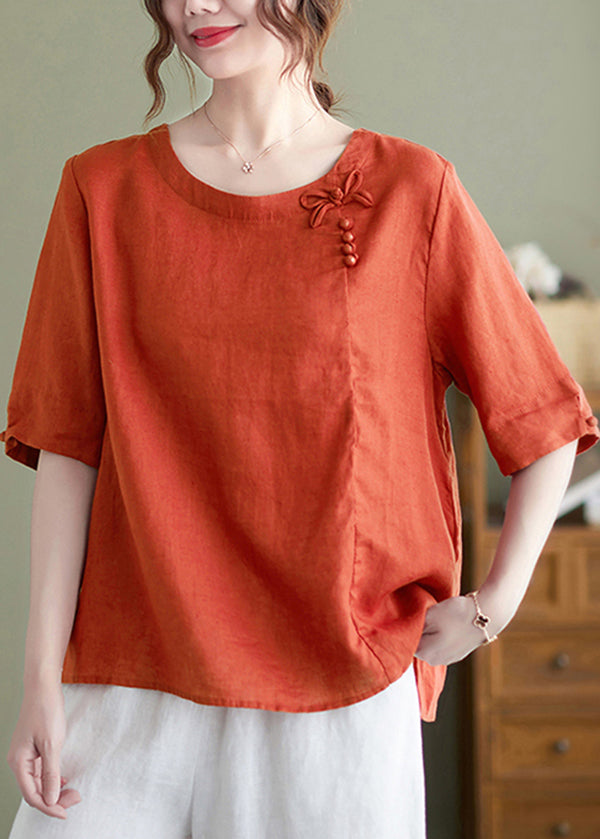 Pink O Neck Patchwork Cotton T Shirt Summer