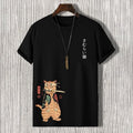 Men'S Japanese Sushi Samurai Cat Print Casual T-Shirt elevenforest