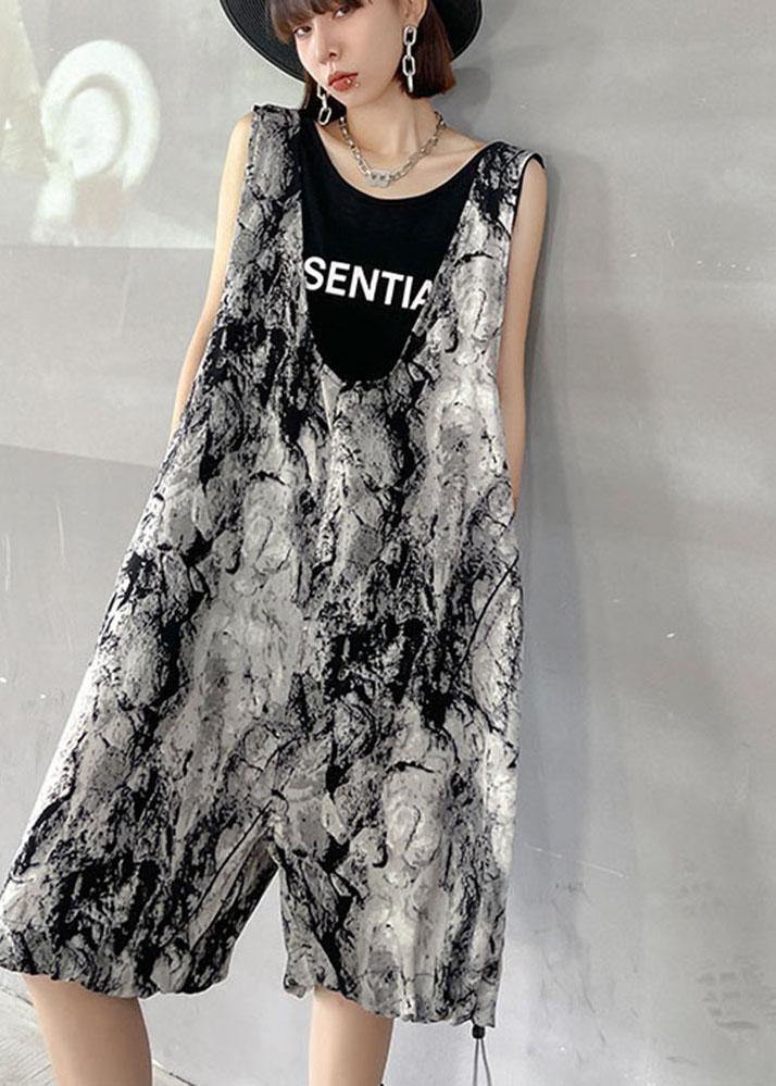 Fitted Grey Print Casualshorts Jumpsuit Pants