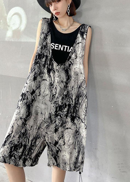 Fitted Grey Print Casualshorts Jumpsuit Pants