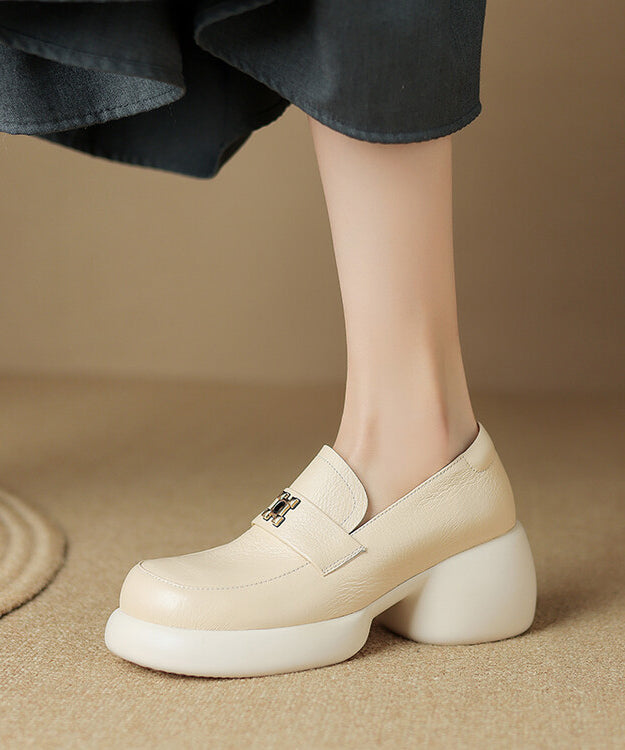 Black Chunky Sheepskin Splicing Loafer Shoes