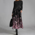 Casual Gradient Cherry Blossom Contrast Wool Midi Dress elevenforest