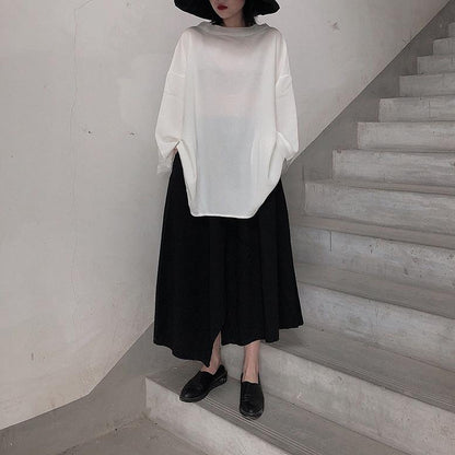 Loose O Neck Asymmetric Spring Shirts Neckline White Shirts