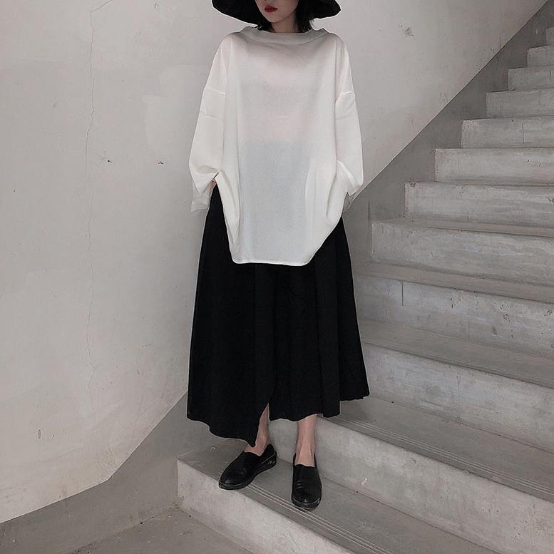 Loose O Neck Asymmetric Spring Shirts Neckline White Shirts