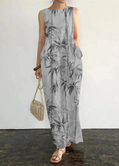 Grace Black Dot Print Pockets Long Dresses Sleeveless Summer