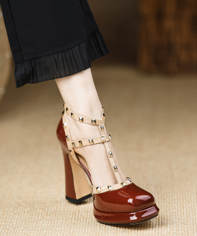 Mulberry Sandals Chunky Sheepskin Splicing Rivet