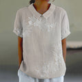 Comstylish Women'S Floral Lace Embroidery Pattern Casual Lapel Shirt
