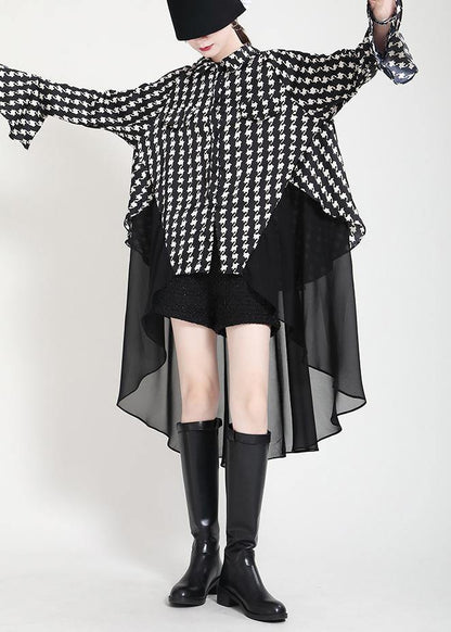 Black Print Flare Sleeve Chiffon Jacket Summer