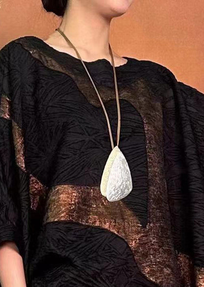 Black Oversized Original Design Silk Top Summer