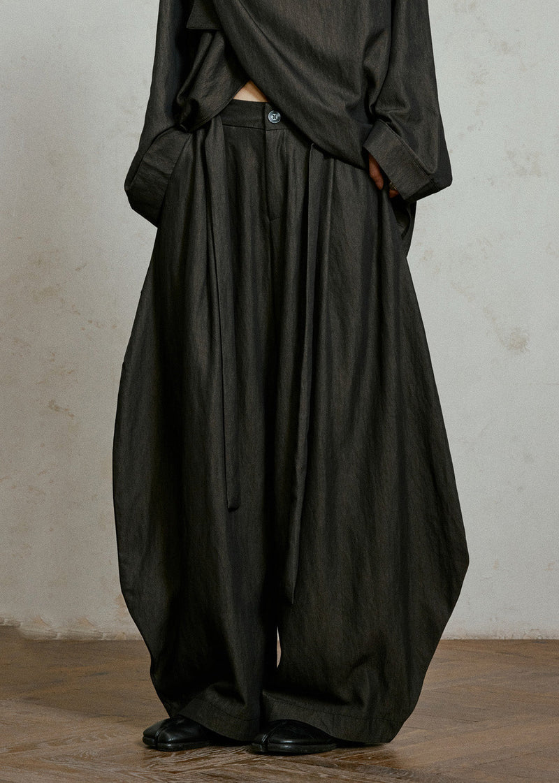 Black Pockets High Waist Lantern Pants