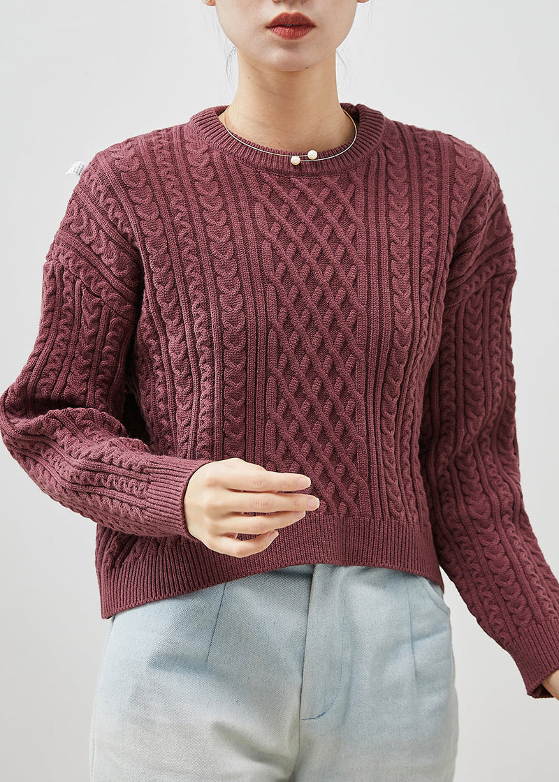 Purple Chunky Oversized Cable Knit Sweater Winter