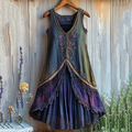 Vintage Purple Floral Lace Gradient Art Comfy Tank Dress artswardrobe