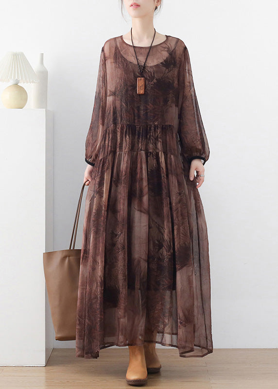 Blue Chiffon Long Dress and Spaghetti Strap Dress Two Pieces Set Wrinkled Draping Summer