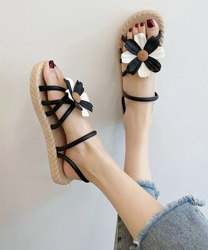 Yellow Splicing Peep Toe Slide Sandals