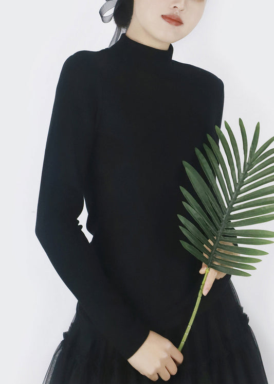 Black Warm Spring T Shirts Turtleneck