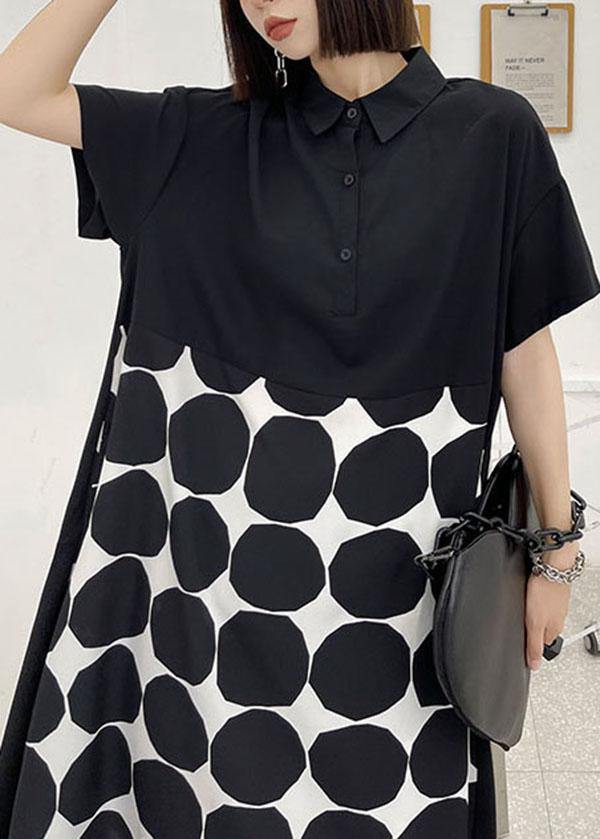Black Dot Summer Short Sleeve Dress