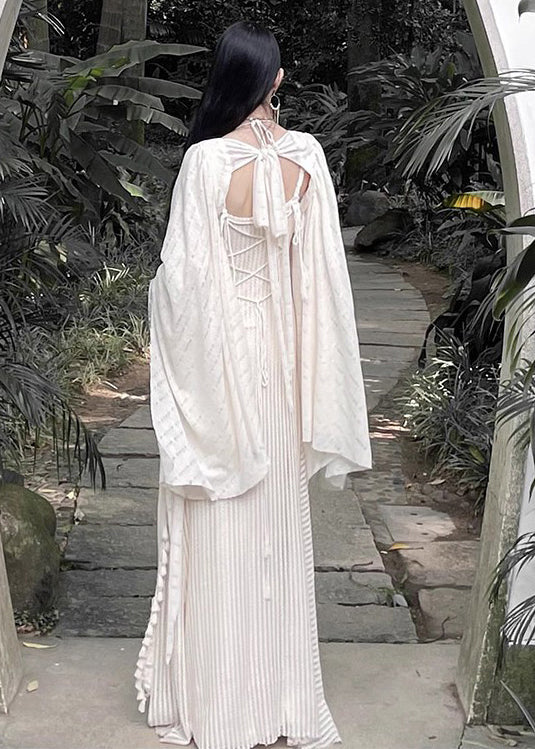 Cape and Tasseled Spaghetti Strap Dress Two Pieces Summer