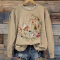 Comstylish Retro Christmas House Art Pattern Casual Sweatshirt