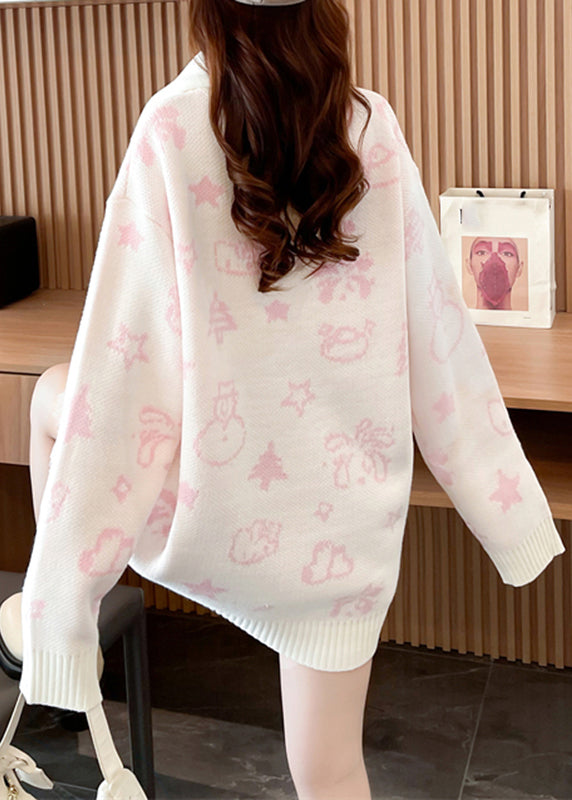 Beige O-neck Cozy Cotton Knit Sweater Spring