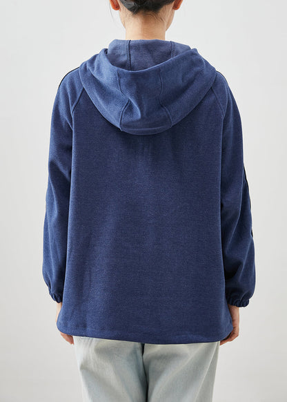 Loose Navy Zip Up Hooded Cotton Sweatshirts Tracksuits Fall