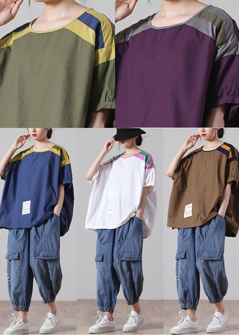 Italian Blue Cotton Tee Short Sleeve Summer