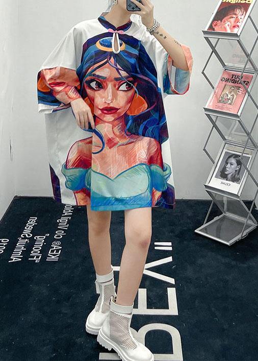 Cartoon Character Half Sleeve Vacation Dress Summer