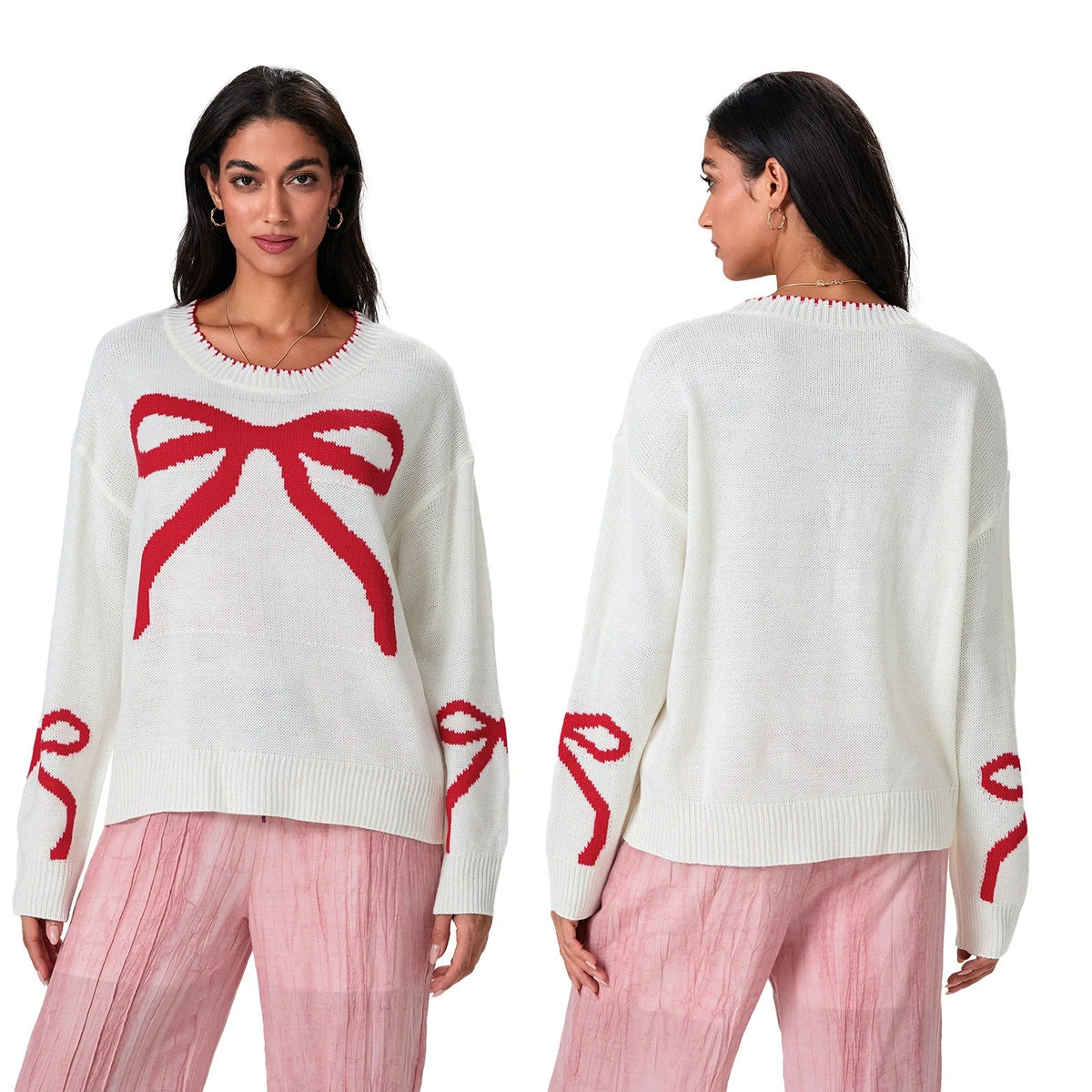 JO | MW - Festive knitted sweater with bow design