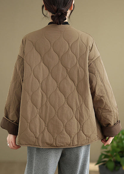 Black O Neck Pockets Button Patchwork Fine Cotton Filled Coat Spring