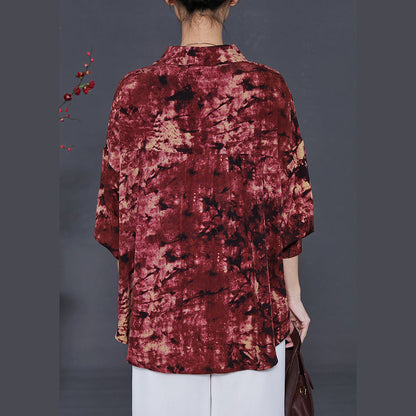 Mulberry Oversized Tie Dye Chiffon Blouse Top Summer