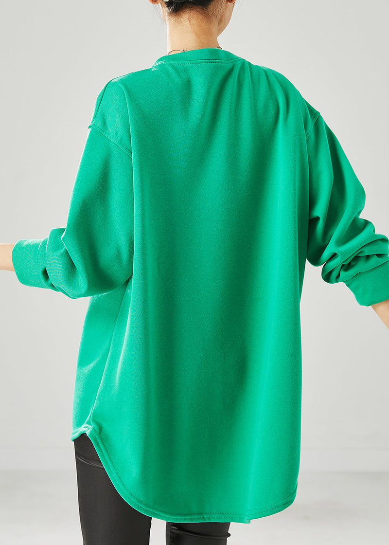 Green Oversized Warm Fleece Sweatshirts Top Spring