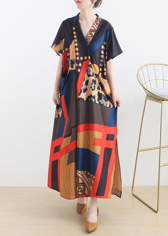 Mysterious Summer-art Green Ankle Dress Summer Chiffon Dress