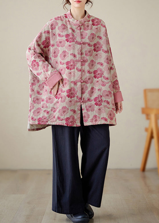 Organic Black Texture Oversized Print Fine Cotton Filled Coat Outwear Winter