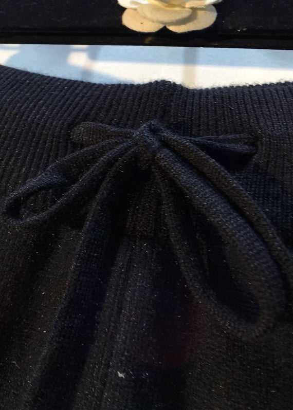 Black Elastic Waist Zircon Knit Harem Pants Spring
