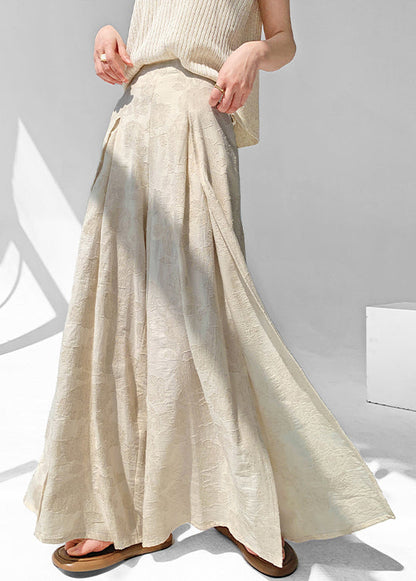 Apricot Zippered Side Open Cotton Pants Skirt Summer
