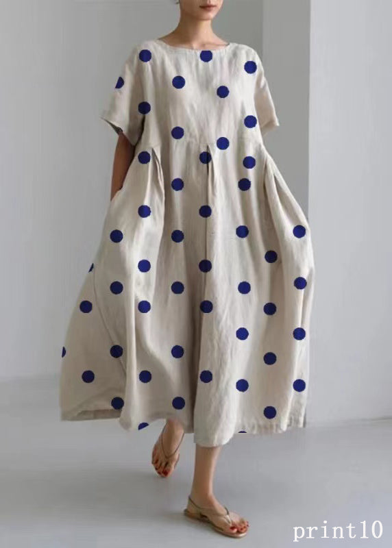 Flower Print11 Cotton Dresses Pockets Patchwork Spring