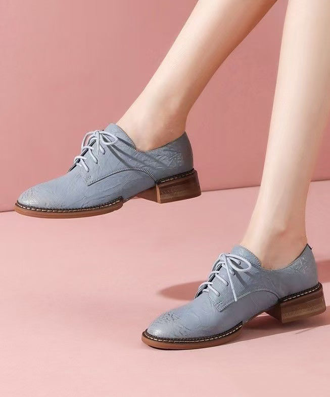 Comfortable Pink Lace Up Chunky Cowhide Leather