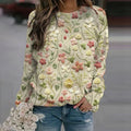 Comstylish Floral Print Crew Neck Long Sleeve Casual Sweatshirt