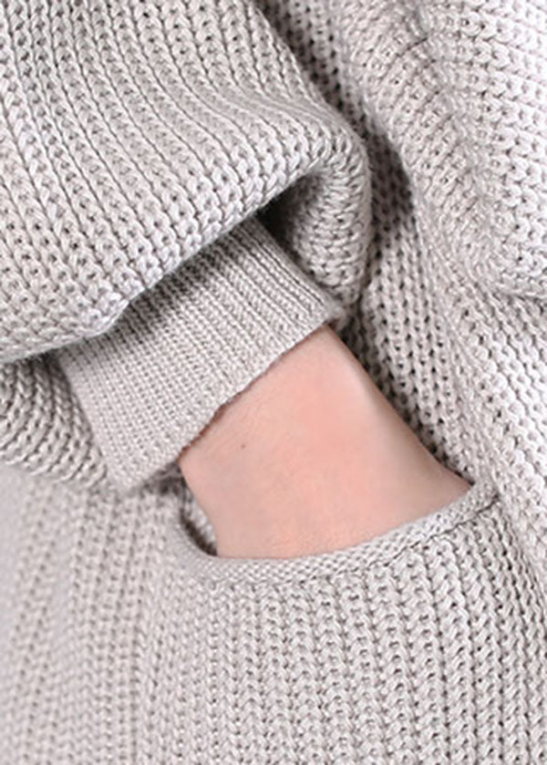Grey Button Cozy Knit Cardigan Spring