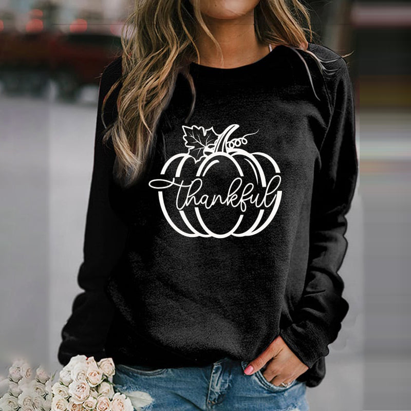 Women's Thanksgiving Thanksgiving Pumpkin Print Sweatshirt artswardrobe