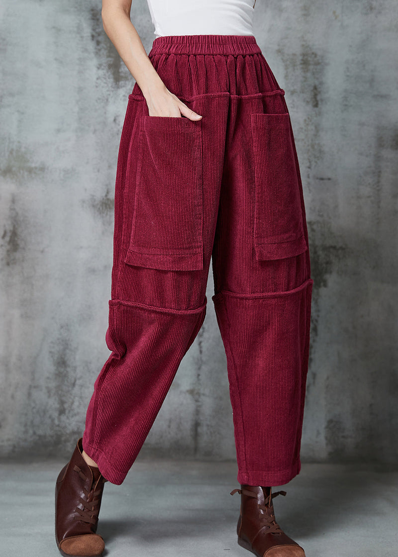 Modern Mulberry Oversized Pocketspatchwork Corduroy Pants Spring