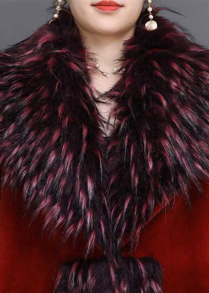 Mulberry Fur Collar Thick Faux Fur Jackets Winter