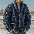 Men's Vintage Fairman Island Jacquard Thick Warm Button Cardigan Sweater artswardrobe