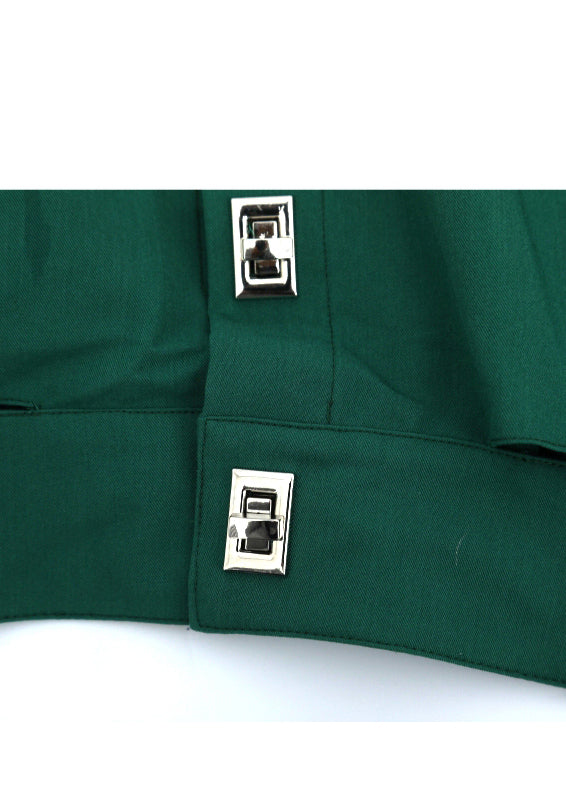 Blackish Green Peter Pan Collar Button Tops Long Sleeve