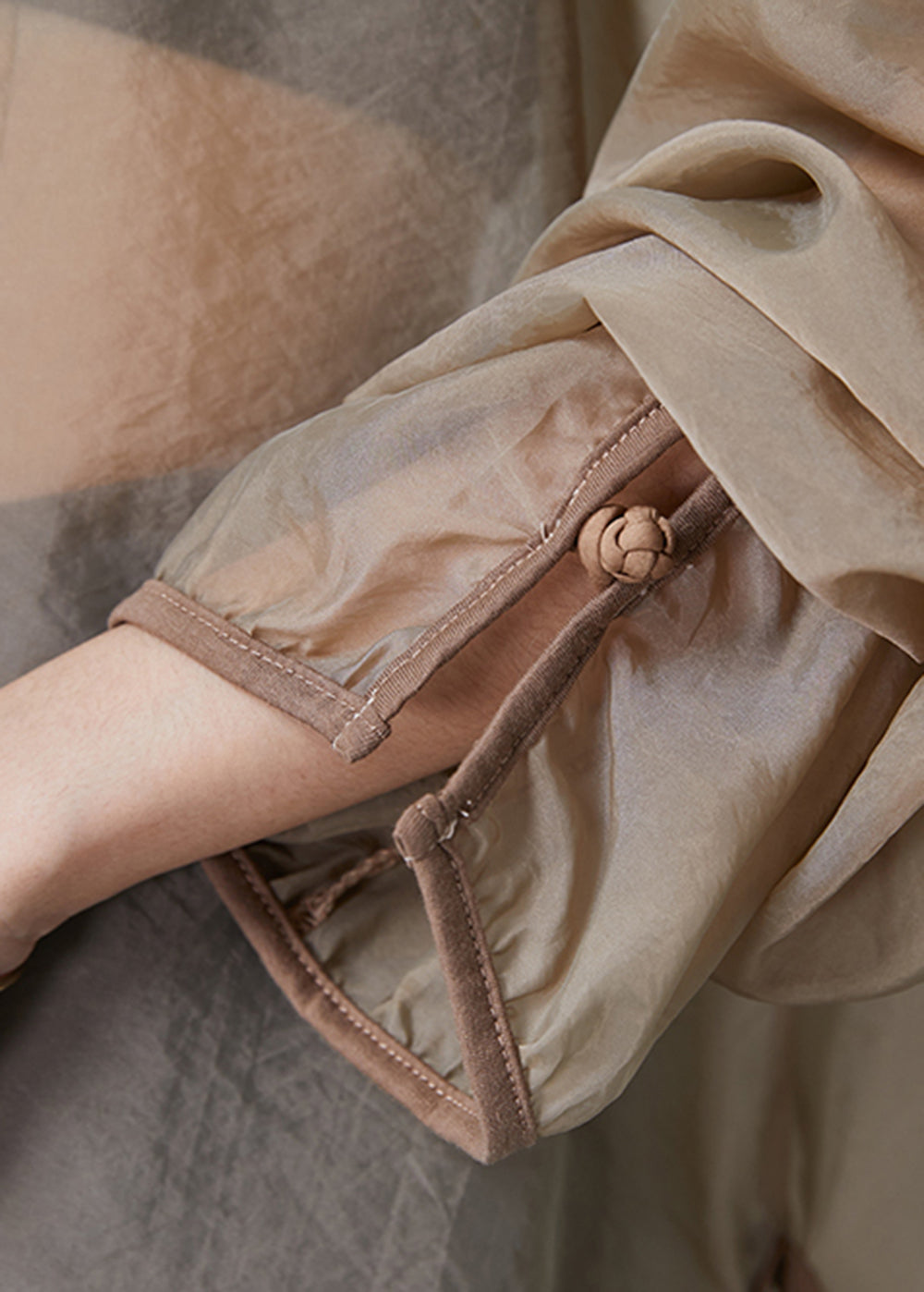 Brown Hollow Out Tulle Upf 50+ Coat Jacket Spring