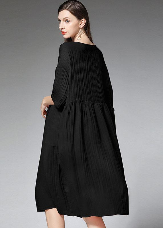 Black O-neck Patchwork Summer Dresses