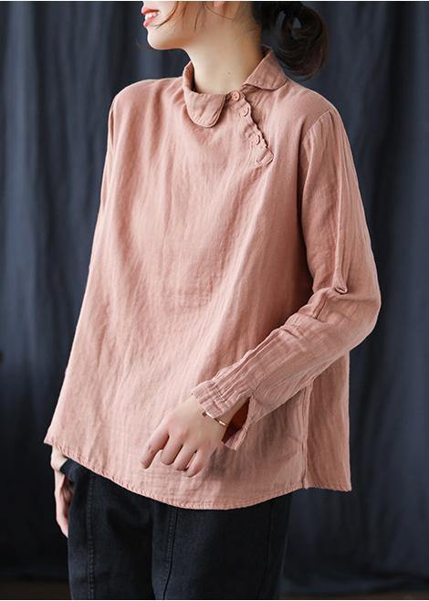 White Texture Clothes Lapel Button Down Spring Blouses