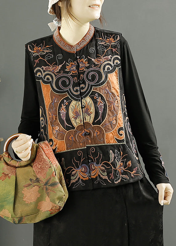 Green Collar Embroideried Wear on Both Sides Cotton Vest Fall