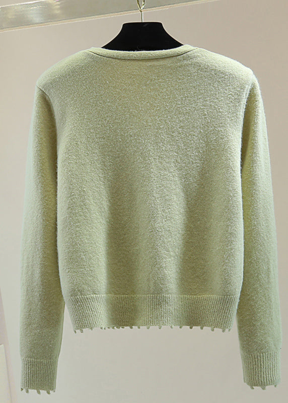 Mulberry V Neck Asymmetrical Sequins Cotton Knit Sweaters Spring