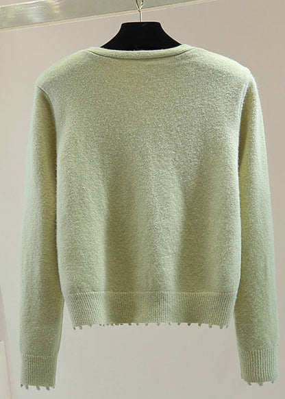 Mulberry V Neck Asymmetrical Sequins Cotton Knit Sweaters Spring